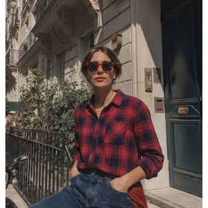 Rails Women's Hunter Plaid Flannel Shirt Midnight Garnet Soft Button‑Down SZ SM